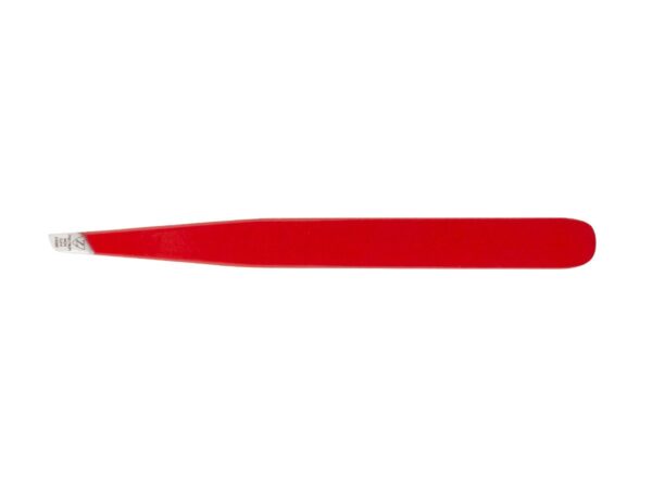 Пинцет для коррекции бровей со скошенным краем и узкими кромками красный D-106F